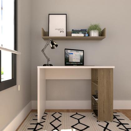 Imagem de Conjunto de Mesa com Prateleiras para Escritório ou Home Office 110 Cm de Largura