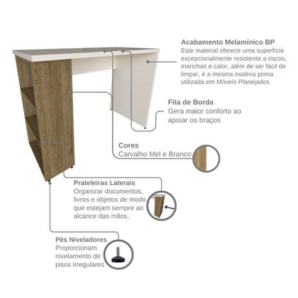 Imagem de Conjunto de Mesa com Prateleiras para Escritório ou Home Office 110 Cm de Largura