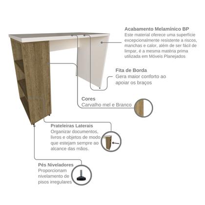 Imagem de Conjunto de Mesa com Prateleiras para Escritório ou Home Office 90 Cm de Largura