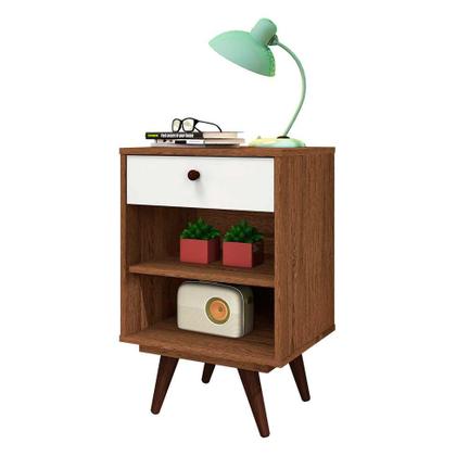 Conjunto de Mesa de Cabeceira e Guarda-Roupa Casal Retrô Plus 3 PT 3 GV Rustik Carvalho e Branco - Mobly Imagem de Conjunto de Mesa de Cabeceira e Guarda-Roupa Casal Retrô Plus 3 PT 3 GV Rustik Carvalho e Branco