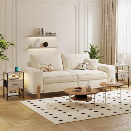 Imagem de Conjunto de mesa de cabeceira TRIFEBLE 2 com estação de carregamento LED Greige