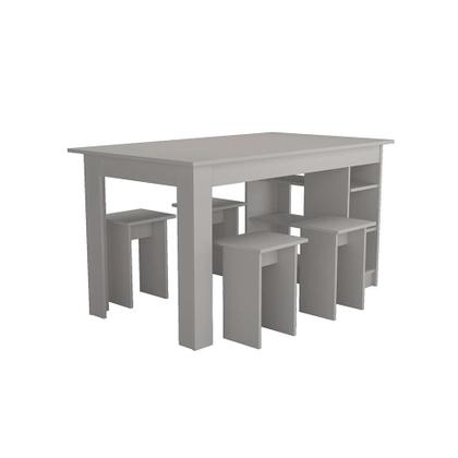 Conjunto de Mesa de Cozinha com 4 Bancos Regina Branco 140 cm - Nova Móbile Imagem de Conjunto de Mesa de Cozinha com 4 Bancos Regina Branco 140 cm