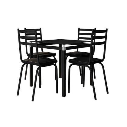 Conjunto de Mesa de Cozinha com 4 Lugares Malva II Preto - Modern Imagem de Conjunto de Mesa de Cozinha com 4 Lugares Malva II Preto