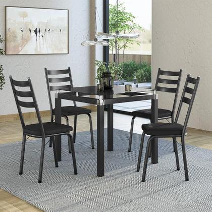 Imagem de Conjunto de Mesa de Cozinha com 4 Lugares Malva II Preto