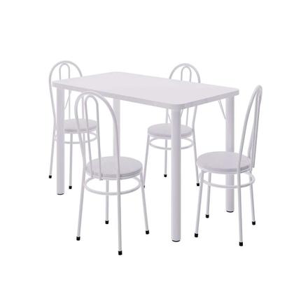Conjunto de Mesa de Cozinha com 4 Lugares Roma Branco - Bona vita Imagem de Conjunto de Mesa de Cozinha com 4 Lugares Roma Branco
