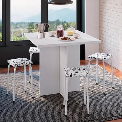 Imagem de Conjunto de Mesa de Cozinha com 4 Lugares Verona I Branco e Preto
