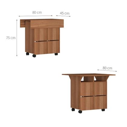 Imagem de Conjunto de Mesa de Cozinha Dobrável 4 Lugares Balsamo Marrom