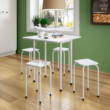 Conjunto de Mesa de Cozinha Dobrável com 4 Lugares Asti Branco - Bona vita Imagem de Conjunto de Mesa de Cozinha Dobrável com 4 Lugares Asti Branco