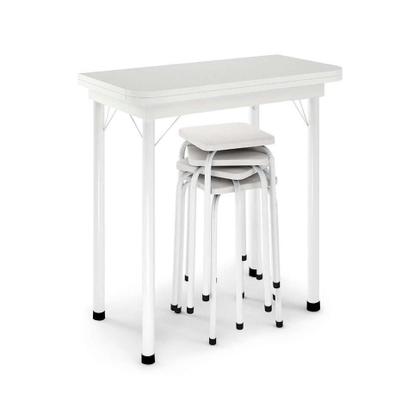 Conjunto de Mesa de Cozinha Dobrável com 4 Lugares Asti Branco - Bona vita Imagem de Conjunto de Mesa de Cozinha Dobrável com 4 Lugares Asti Branco