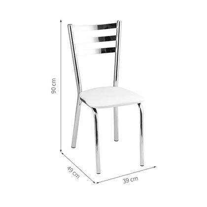 Conjunto de Mesa de Jantar com 4 Cadeiras Gisele Branco e Cromado - Criativa Móveis Imagem de Conjunto de Mesa de Jantar com 4 Cadeiras Gisele Branco e Cromado