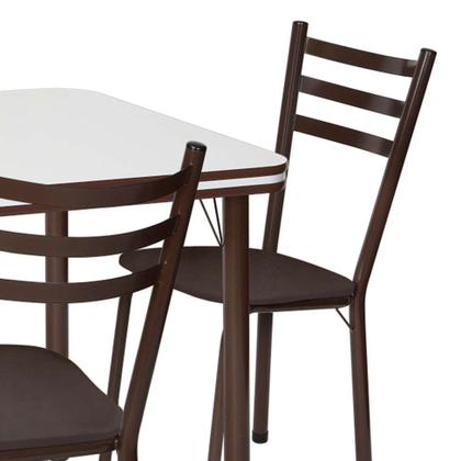 Conjunto de Mesa de Jantar com 4 Cadeiras Gisele Marrom e Branco - Criativa Móveis Imagem de Conjunto de Mesa de Jantar com 4 Cadeiras Gisele Marrom e Branco