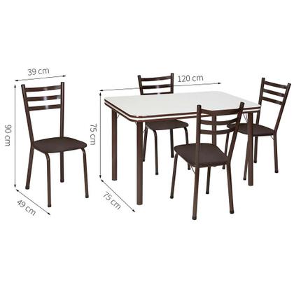 Conjunto de Mesa de Jantar com 4 Cadeiras Gisele Marrom e Branco - Criativa Móveis Imagem de Conjunto de Mesa de Jantar com 4 Cadeiras Gisele Marrom e Branco