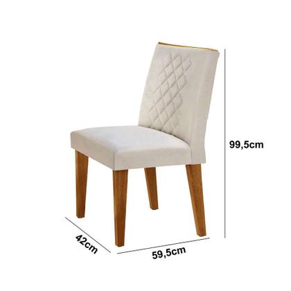 Conjunto de Mesa de Jantar com 6 Cadeiras Estofadas Maia I Veludo Off White e Creme - Modern Imagem de Conjunto de Mesa de Jantar com 6 Cadeiras Estofadas Maia I Veludo Off White e Creme
