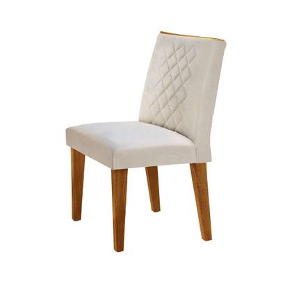 Conjunto de Mesa de Jantar com 6 Cadeiras Estofadas Maia I Veludo Off White e Creme - Modern Imagem de Conjunto de Mesa de Jantar com 6 Cadeiras Estofadas Maia I Veludo Off White e Creme