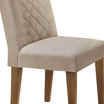 Conjunto de Mesa de Jantar com Tampo de Vidro e 6 Cadeiras Maia Linho Bege e Imbuia - Rufato Imagem de Conjunto de Mesa de Jantar com Tampo de Vidro e 6 Cadeiras Maia Linho Bege e Imbuia