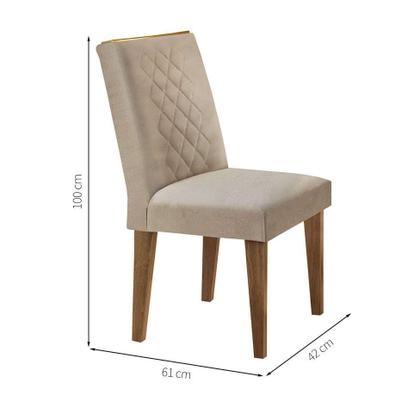 Conjunto de Mesa de Jantar com Tampo de Vidro e 6 Cadeiras Maia Linho Bege e Imbuia - Rufato Imagem de Conjunto de Mesa de Jantar com Tampo de Vidro e 6 Cadeiras Maia Linho Bege e Imbuia