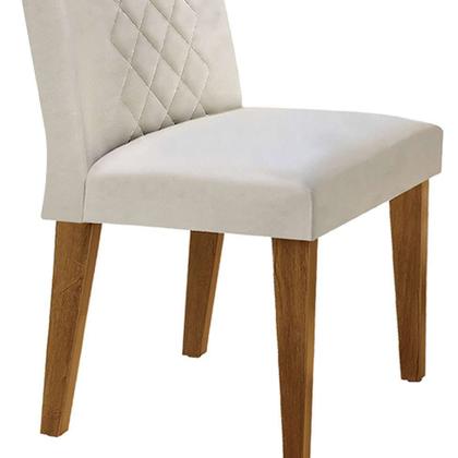 Conjunto de Mesa de Jantar com Tampo de Vidro e 6 Cadeiras Maia Veludo Creme e Imbuia - Modern Imagem de Conjunto de Mesa de Jantar com Tampo de Vidro e 6 Cadeiras Maia Veludo Creme e Imbuia