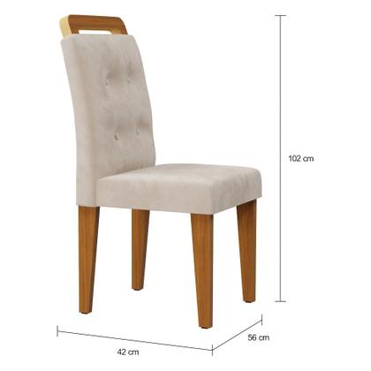 Imagem de Conjunto de Mesa de Jantar com Vidro e 6 Cadeiras Ariel Veludo Creme e Off White
