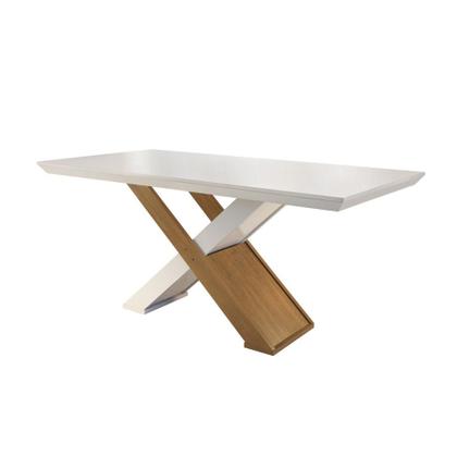 Imagem de Conjunto de Mesa de Jantar com Vidro e 6 Cadeiras Imperatriz Suede Off White e Chocolate