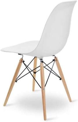 Imagem de Conjunto de Mesa de Jantar Cozinha Moderna Eames Eiffel Redonda 90cm Tampo de Madeira com 4 Cadeiras Branc