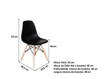 Imagem de Conjunto De Mesa De Jantar Eames Eiffel Redonda 110cm Tampo De Madeira Branco Com 4 Cadeiras Pretas