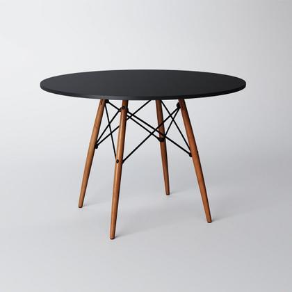 Imagem de Conjunto de Mesa de Jantar Eames Eiffel Redonda 90 cm Tampo de Madeira Preto com 4 Cadeiras Pretas