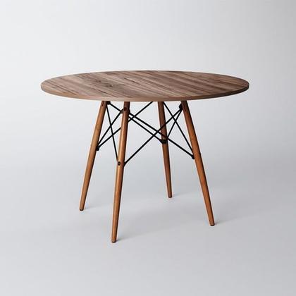 Imagem de Conjunto De Mesa De Jantar Eames Eiffel Redonda 90cm Tampo De Madeira Amêndoa Com 4 Cadeiras Brancas