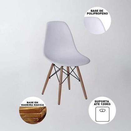 Imagem de Conjunto de Mesa de Jantar Eames Eiffel Redonda 90cm Tampo de Madeira Branco com 4 Cadeiras Brancas