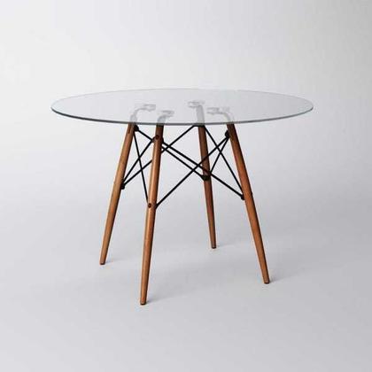 Imagem de Conjunto de Mesa de Jantar Eames Eiffel Redonda 90cm Tampo de Vidro com 4 Cadeiras Brancas