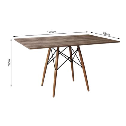 Imagem de Conjunto de Mesa de Jantar Eames Eiffel Retangular 120x75 Tampo de Madeira Amêndoa com 4 Cadeiras Br