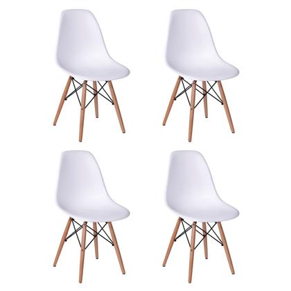 Imagem de Conjunto de Mesa de Jantar Eames Eiffel Retangular 120x75 Tampo de Madeira Branco com 4 Cadeiras Bra