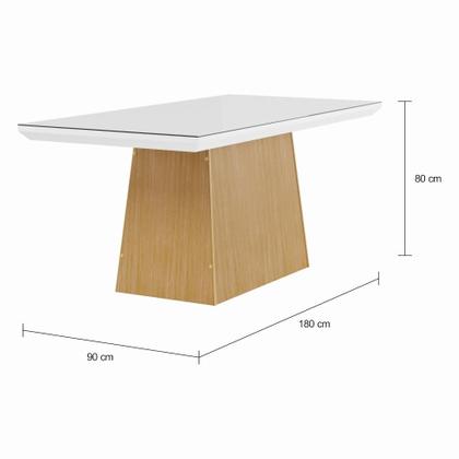Imagem de Conjunto de Mesa de Jantar Laura I com Vidro e 6 Cadeiras Grécia Veludo Creme e Off White