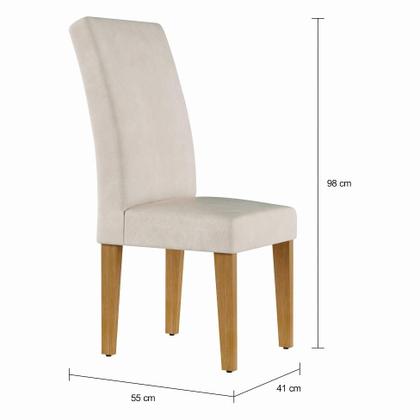 Imagem de Conjunto de Mesa de Jantar Laura I com Vidro e 6 Cadeiras Grécia Veludo Creme e Off White