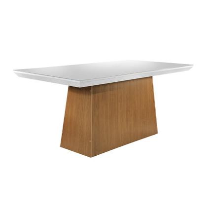 Imagem de Conjunto de Mesa de Jantar Luna I com Vidro e 6 Cadeiras Grécia Veludo Creme e Off White