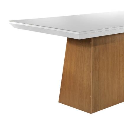 Imagem de Conjunto de Mesa de Jantar Luna I com Vidro e 6 Cadeiras Grécia Veludo Creme e Off White
