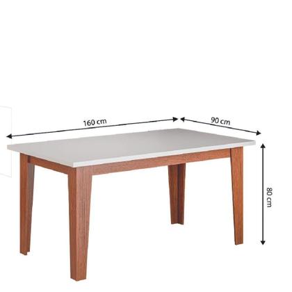 Imagem de Conjunto de Mesa de Jantar Miami 1,60m com 6 Cadeiras Trieste Dobuê  Madeirado/Chocolate