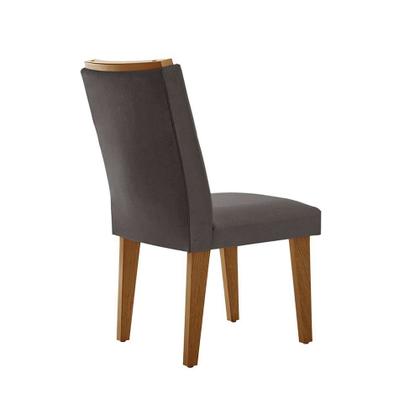 Conjunto de Mesa de Jantar Retangular com Tampo de Vidro Berlim e 4 Cadeiras Alegra Veludo Grafite e Imbuia - Modern Imagem de Conjunto de Mesa de Jantar Retangular com Tampo de Vidro Berlim e 4 Cadeiras Alegra Veludo Grafite e Imbuia
