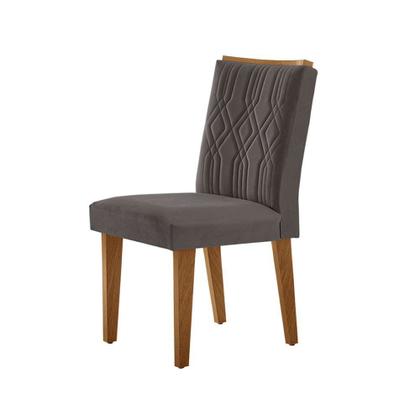 Conjunto de Mesa de Jantar Retangular com Tampo de Vidro Berlim e 4 Cadeiras Alegra Veludo Grafite e Imbuia - Modern Imagem de Conjunto de Mesa de Jantar Retangular com Tampo de Vidro Berlim e 4 Cadeiras Alegra Veludo Grafite e Imbuia
