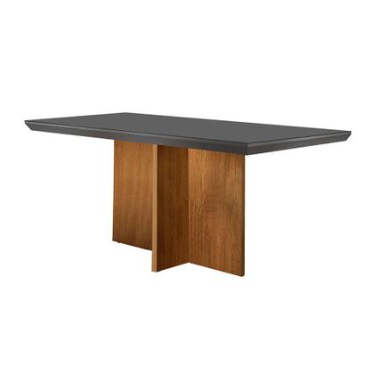 Conjunto de Mesa de Jantar Retangular com Tampo de Vidro Berlim e 4 Cadeiras Alegra Veludo Grafite e Imbuia - Modern Imagem de Conjunto de Mesa de Jantar Retangular com Tampo de Vidro Berlim e 4 Cadeiras Alegra Veludo Grafite e Imbuia
