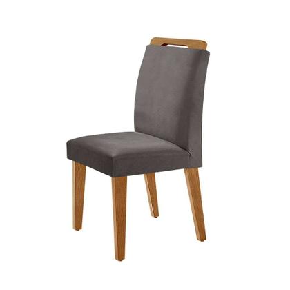 Conjunto de Mesa de Jantar Retangular com Tampo de Vidro Luna e 4 Cadeiras Athenas Veludo Grafite e Imbuia - Modern Imagem de Conjunto de Mesa de Jantar Retangular com Tampo de Vidro Luna e 4 Cadeiras Athenas Veludo Grafite e Imbuia