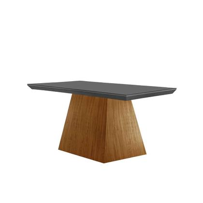 Conjunto de Mesa de Jantar Retangular com Tampo de Vidro Luna e 4 Cadeiras Athenas Veludo Grafite e Imbuia - Modern Imagem de Conjunto de Mesa de Jantar Retangular com Tampo de Vidro Luna e 4 Cadeiras Athenas Veludo Grafite e Imbuia