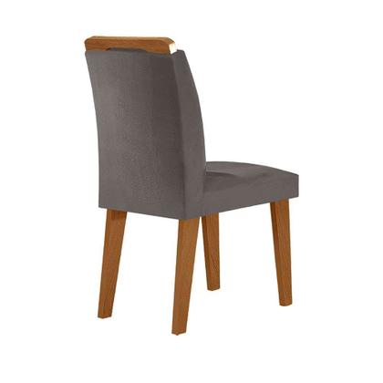 Conjunto de Mesa de Jantar Retangular com Tampo de Vidro Luna e 4 Cadeiras Athenas Veludo Grafite e Imbuia - Modern Imagem de Conjunto de Mesa de Jantar Retangular com Tampo de Vidro Luna e 4 Cadeiras Athenas Veludo Grafite e Imbuia
