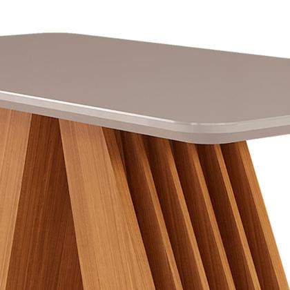 Imagem de Conjunto de Mesa de Jantar Retangular com Tampo de Vidro Off White Agata e 4 Cadeiras Maia Linho Gengibre e Nature