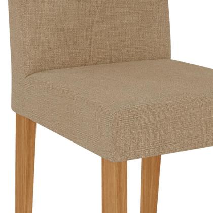 Imagem de Conjunto de Mesa de Jantar Retangular com Tampo de Vidro Off White Agata e 4 Cadeiras Maia Linho Gengibre e Nature