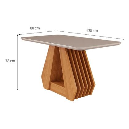 Imagem de Conjunto de Mesa de Jantar Retangular com Tampo de Vidro Off White Agata e 4 Cadeiras Maia Linho Gengibre e Nature