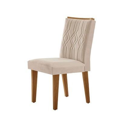 Conjunto de Mesa de Jantar Retangular com Tampo de Vidro Off White Berlim e 4 Cadeiras Alegra Veludo Creme e Imbuia - Modern Imagem de Conjunto de Mesa de Jantar Retangular com Tampo de Vidro Off White Berlim e 4 Cadeiras Alegra Veludo Creme e Imbuia