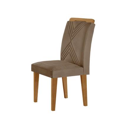 Conjunto de Mesa de Jantar Retangular com Tampo de Vidro Off White Luna e 6 Cadeiras Italia Veludo Capuccino e Imbuia - Modern Imagem de Conjunto de Mesa de Jantar Retangular com Tampo de Vidro Off White Luna e 6 Cadeiras Italia Veludo Capuccino e Imbuia