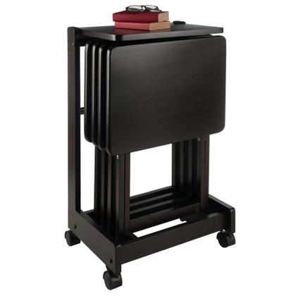 Imagem de Conjunto de mesa de lanche Ergode Wood Dylan de 5 peças com suporte de armazenamento