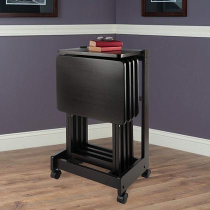 Imagem de Conjunto de mesa de lanche Ergode Wood Dylan de 5 peças com suporte de armazenamento