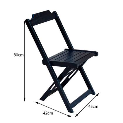 Imagem de Conjunto de Mesa Dobravel com 2 Cadeiras de Madeira 70x70 Pratica - Preto